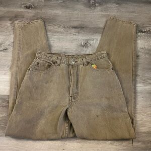 Light khaki tan vintage Levi’s 501 straight leg fit skater mon jeans